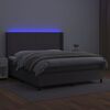vidaXL Boxspringbett mit Matratze & LED Grau 180x200 cm Kunstleder