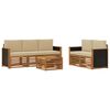 vidaXL Outdoor-Sofagarnitur 6 stk. Natur und Beige Massivholz Akazie