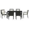 vidaXL Garten Essgruppe mit Kissen 7 pcs Schwarz Poly-Rattan