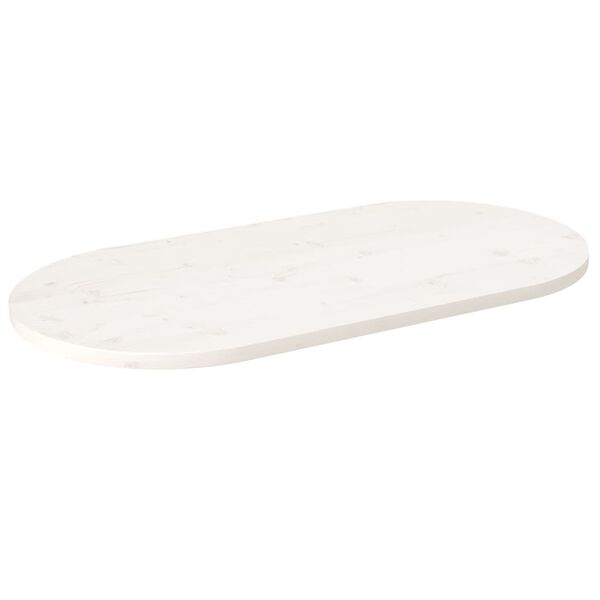vidaXL Tischplatte Wei&szlig; 100x50x2,5 cm Massivholz Kiefer Oval