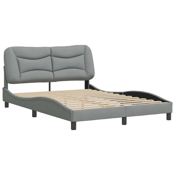 vidaXL Bettgestell ohne Matratze "Hvar" Hellgrau 140x190 cm Stoff