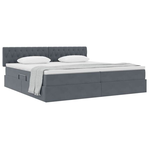 vidaXL Aufbewahrungsbett mit Matratze Dunkelgrau 200 x 200 cm Samt