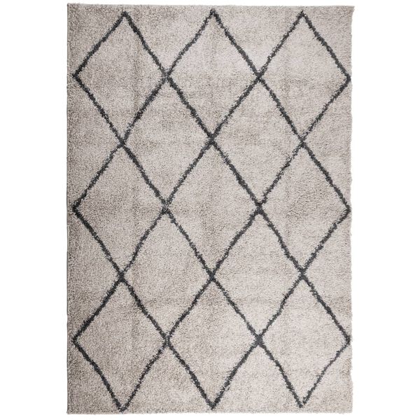 vidaXL Teppich Shaggy Hochflor Modern Beige und Anthrazit 120x170 cm
