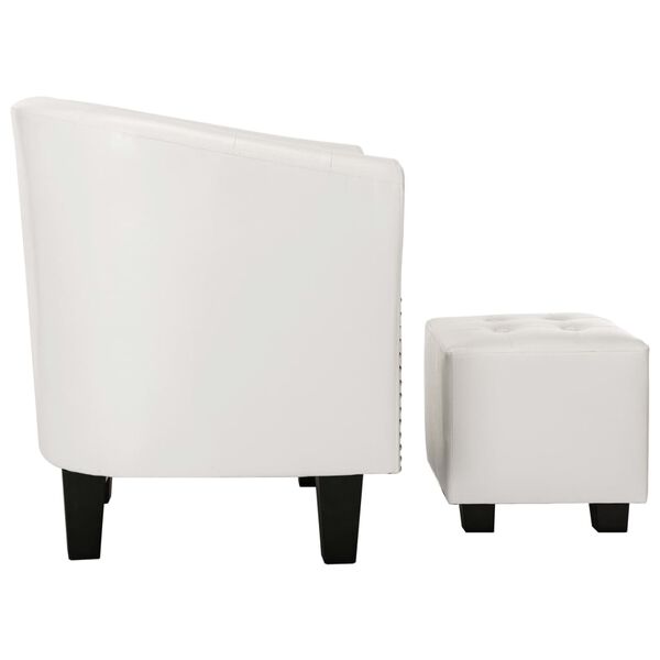 vidaXL Sessel mit Fu&szlig;hocker Wei&szlig; Kunstleder