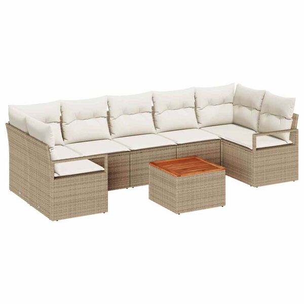 vidaXL Gartensofa-set mit Kissen 8 pcs Beige Poly-Rattan