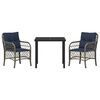 vidaXL Garten Essgruppe mit Kissen 3 pcs Grau und Schwarz Rattan