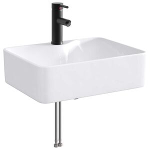 vidaXL Waschbecken mit Wasserhahn und Abfluss Matt Schwarz