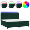 vidaXL Boxspringbett mit Matratze & LED Dunkelgr&uuml;n 200x200 cm Samt