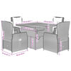 vidaXL 5-tlg. Garten-Essgruppe mit Kissen Beige Poly Rattan