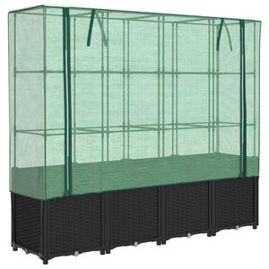 vidaXL Hochbeet mit Gew&auml;chshausabdeckung Rattanoptik 160x40x153 cm