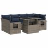 vidaXL 7-tlg. Garten-Sofagarnitur mit Kissen Grau Poly Rattan