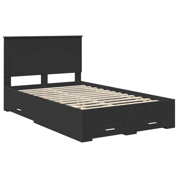 vidaXL Bettrahmen mit Kopfteil Schwarz 135 x 190 cm Holzwerkstoff