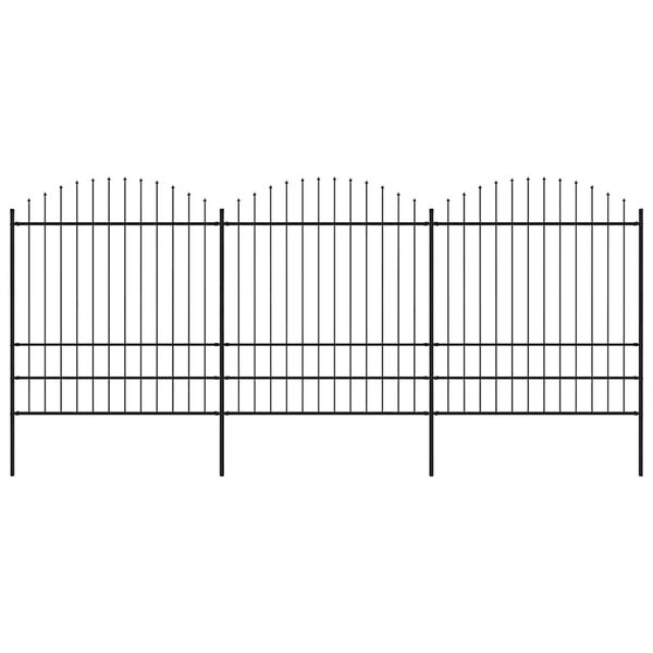 vidaXL Gartenzaun mit Speerspitze Stahl 537 x 200 cm Schwarz