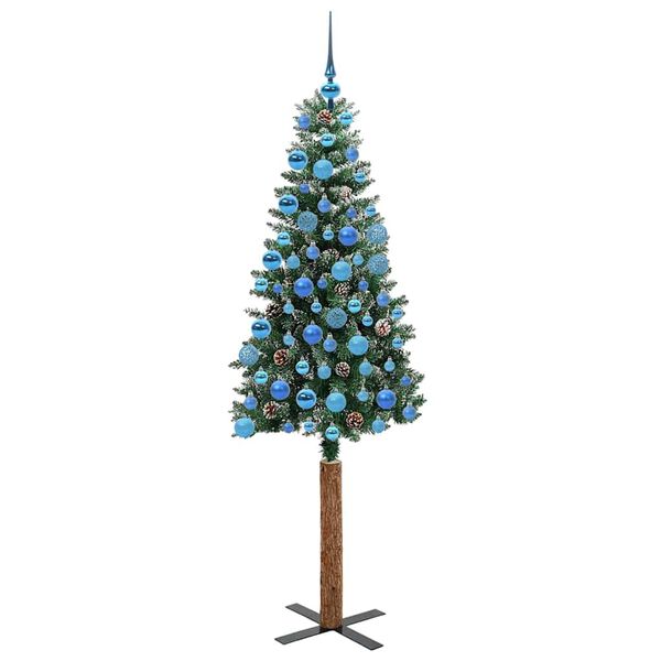 vidaXL Schlanker Weihnachtsbaum mit 300 LEDs mit St&auml;nder Gr&uuml;n 180 cm