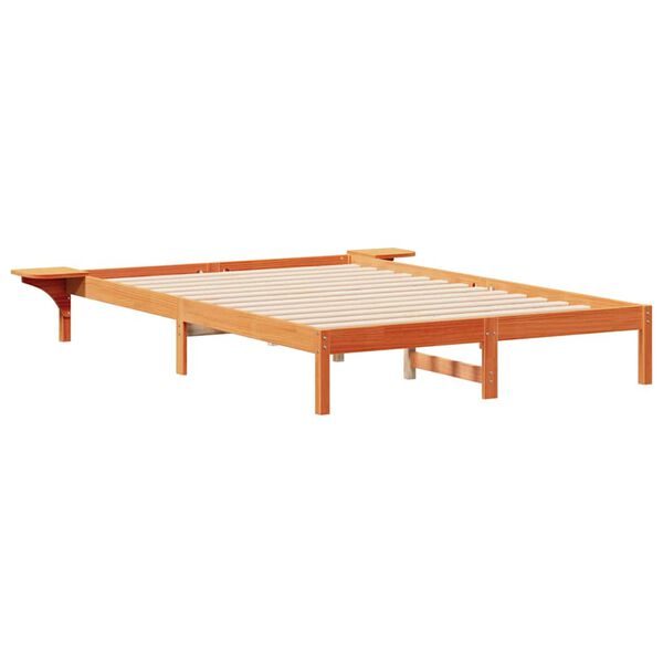vidaXL Bettgestell mit Nachttischen Wachsbraun 160 x 210 cm
