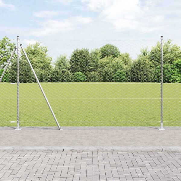 vidaXL Zaun mit Pfosten Silber 1,5 x 25 m PVC-beschichteter Stahl