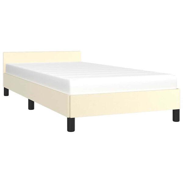 vidaXL Bettgestell mit Kopfteil ohne Matratze Creme 90x200 cm