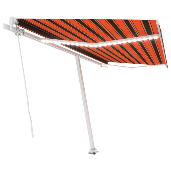 vidaXL Markise Manuell Einziehbar mit LED 450x300 cm Orange Braun