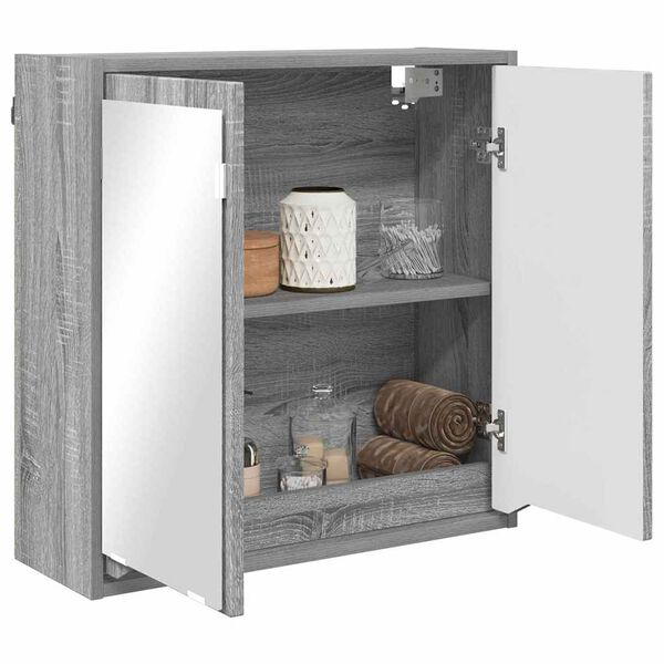 vidaXL Badezimmerspiegelschrank mit T&uuml;r Graues Sonoma 60 x 20 x 60 cm