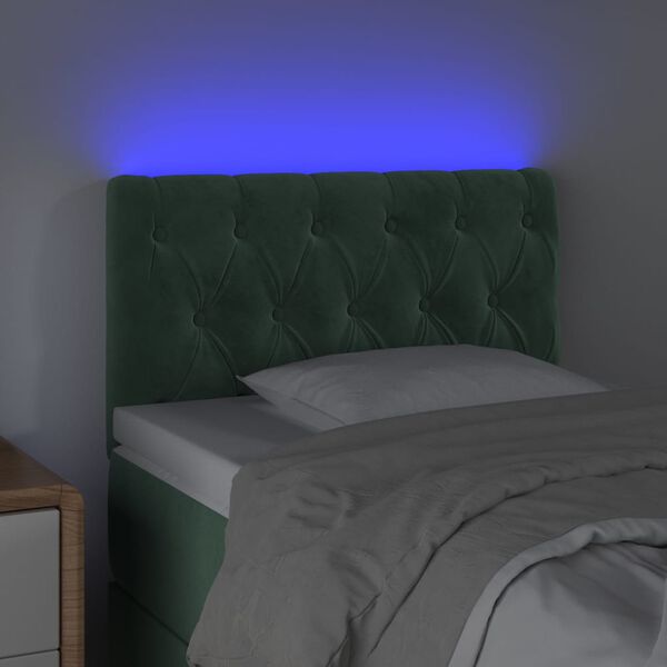 vidaXL LED Kopfteil Dunkelgr&uuml;n 80x7x78/88 cm Samt