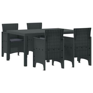 vidaXL Garten Essgruppe 5 pcs Anthrazit Polt Rattan