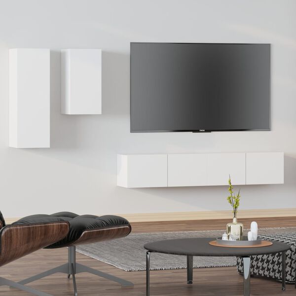 vidaXL 4-tlg. TV-Schrank-Set Wei&szlig; Holzwerkstoff