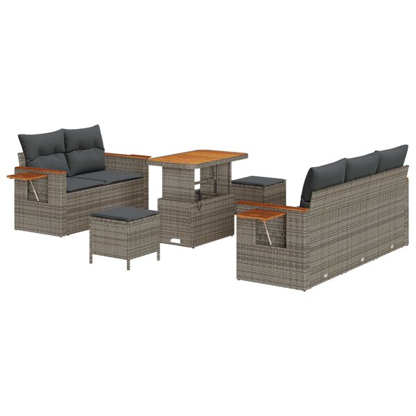 vidaXL Gartensofa-set mit Kissen 10 pcs Grau Poly-Rattan
