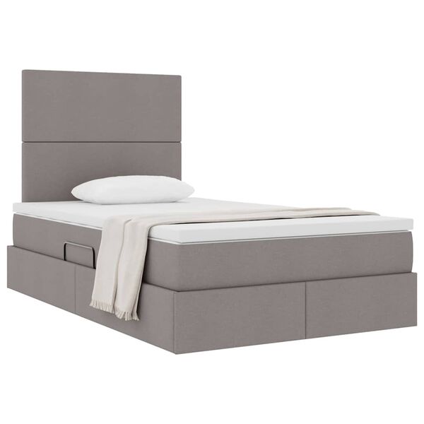 vidaXL Aufbewahrungsbett mit Matratze Taupe 120 x 190 cm Stoff