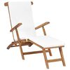 vidaXL Liegestuhl mit Auflage Cremewei&szlig; Massivholz Teak