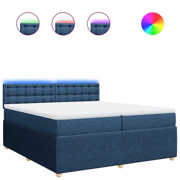 vidaXL Boxspringbett mit Matratze Blau 200x200 cm Stoff