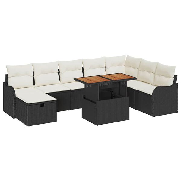 vidaXL Garten-Sofa-Set 9 pcs Schwarz Poly-Rattan
