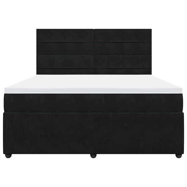 vidaXL Boxspringbett mit Matratze Schwarz 180x200 cm Samt