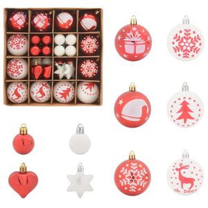 vidaXL Weihnachtskugel-Set 40 stk. Rot und Wei&szlig; &Oslash; 6 cm Kunststoff