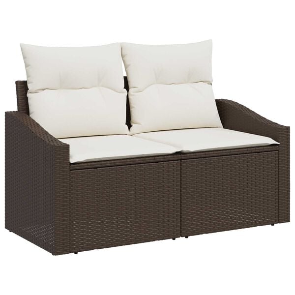 vidaXL Gartensofa-set mit Kissen 6 pcs Braun Poly-Rattan