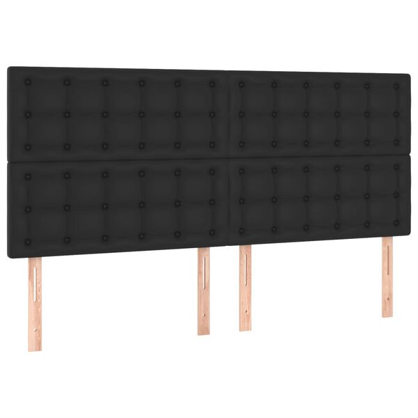 vidaXL LED Kopfteil Schwarz 160x5x118/128 cm Kunstleder
