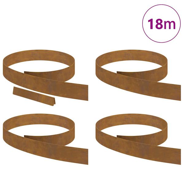 vidaXL Raseneinfassung 4 pcs Rostig 450 x 0,05 x 15 cm Wetterstahl