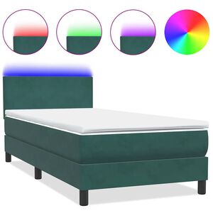 vidaXL Boxspringbett mit Matratze Dunkelgr&uuml;n 80x210 cm Samt