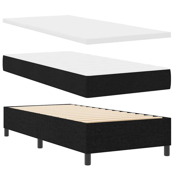 vidaXL Boxspringbett mit Matratze Schwarz 100 x 200 cm Stoff