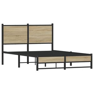 vidaXL Metallbett ohne Matratze Sonoma-Eiche 120x190 cm