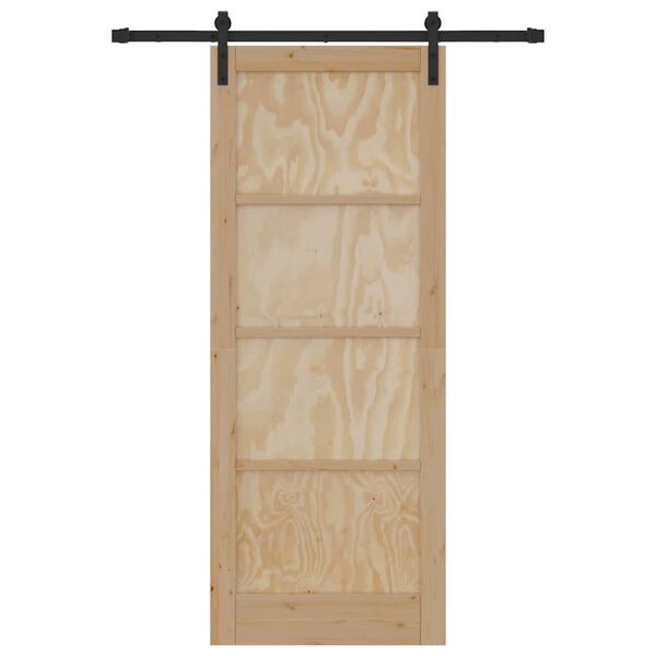 vidaXL Schiebet&uuml;r Braun 83 x 211 cm Massives Kiefernholz