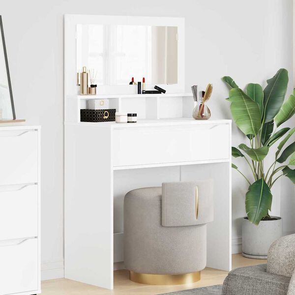 vidaXL Schlafzimmer-Frisiertische mit Speicher Wei&szlig; 80 x 39,6 x 135 cm