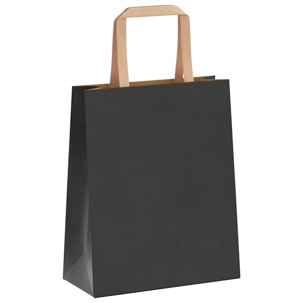 vidaXL Papiertragetaschen 250 Stk. mit Henkeln Schwarz 18x8x22 cm