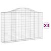 vidaXL Gabionen mit Hochbogen 3 Stk. 200x30x120/140cm Verzinktes Eisen