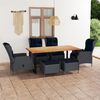 vidaXL 7-tlg. Garten-Essgruppe mit Kissen Poly Rattan Dunkelgrau