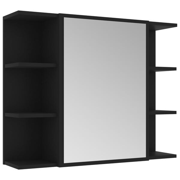 vidaXL 4-tlg. Badm&ouml;bel-Set Schwarz Holzwerkstoff