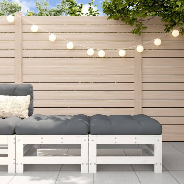 vidaXL Gartenhocker mit Kissen 2 Stk. Wei&szlig; Massivholz Kiefer