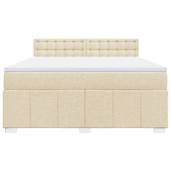 vidaXL Boxspringbett mit Matratze Creme 180x200 cm Stoff