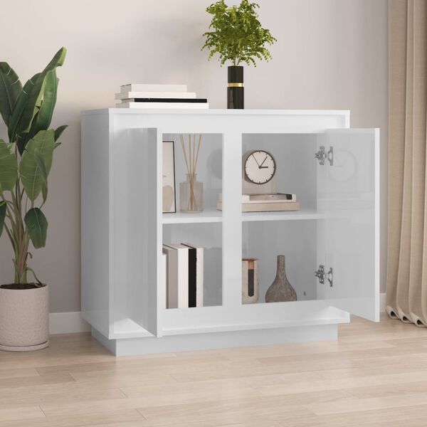 vidaXL Sideboard Hochglanz-Wei&szlig; 80x34x75 cm Holzwerkstoff