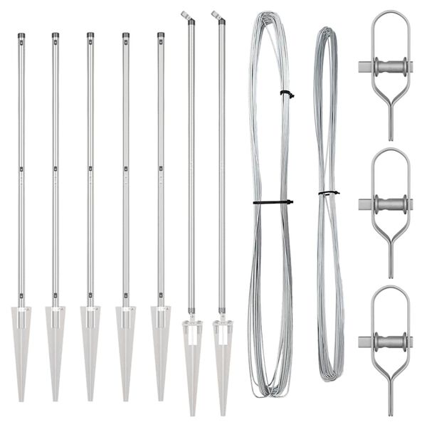 vidaXL Zaunpfosten 7 pcs Silber Stahl