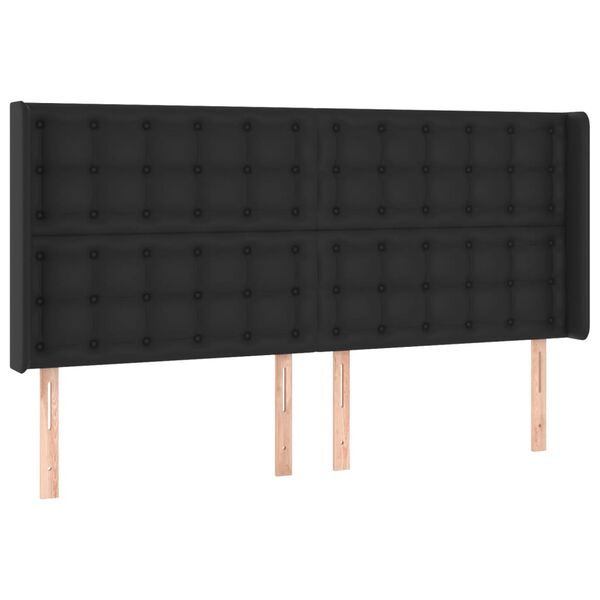 vidaXL LED Kopfteil Schwarz 163x16x118/128 cm Kunstleder